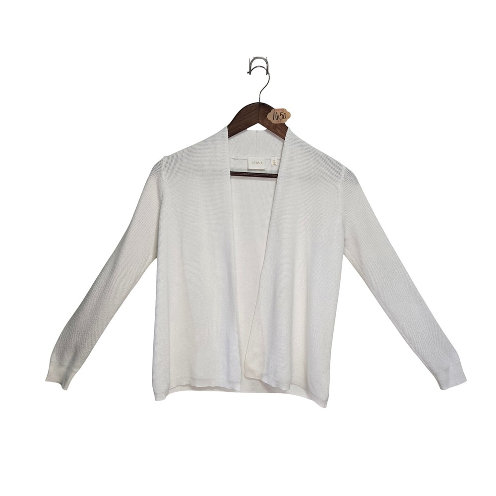 Cyrus Womens White Textured Open Front Cardigan Sweater XS